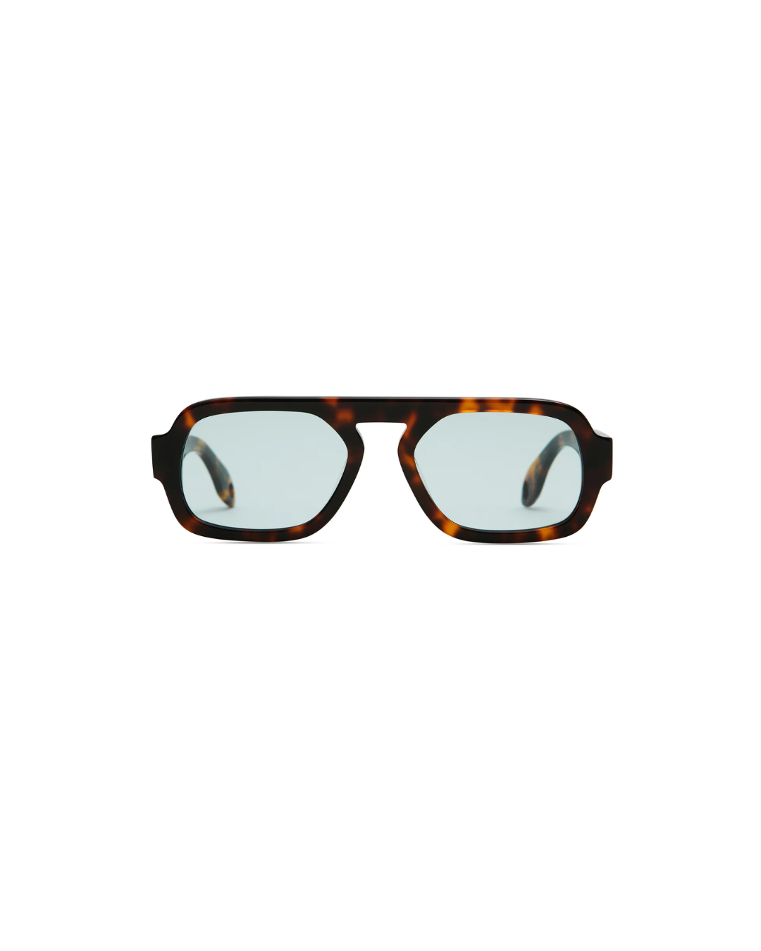 Tortoiseshell glasses with clear lenses on a white background