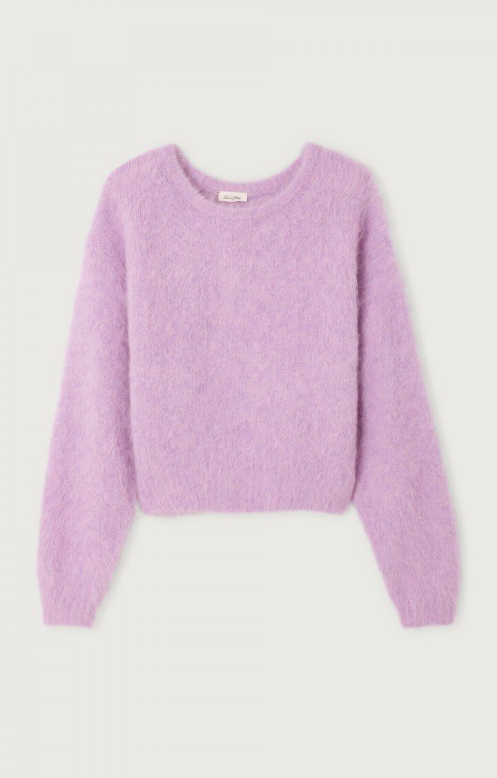 Lavender sweater on a light gray background