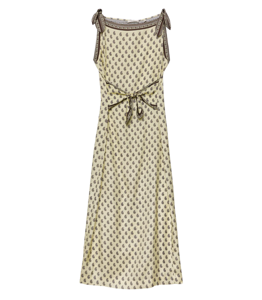 Amorette Dress - Silk Viscose Column Dress with Taormina Paisley