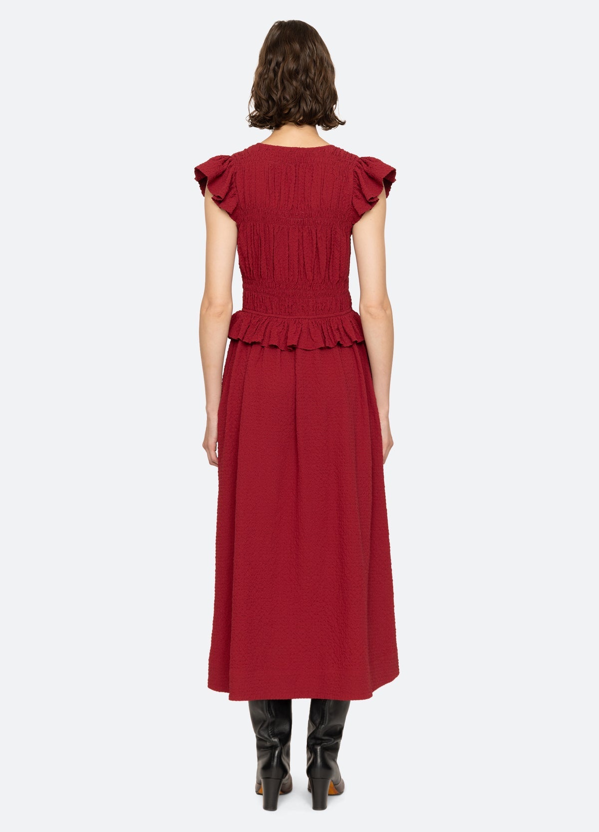 REGINA SEERSUCKER FLUTTER SLEEVE DRESS – Clairvaux