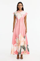 ACLER SUGAR PEONY DRESS PINK FLOWERS CAP SLEEVE