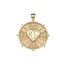 Gold pendant with heart design on a white background JANE WIN