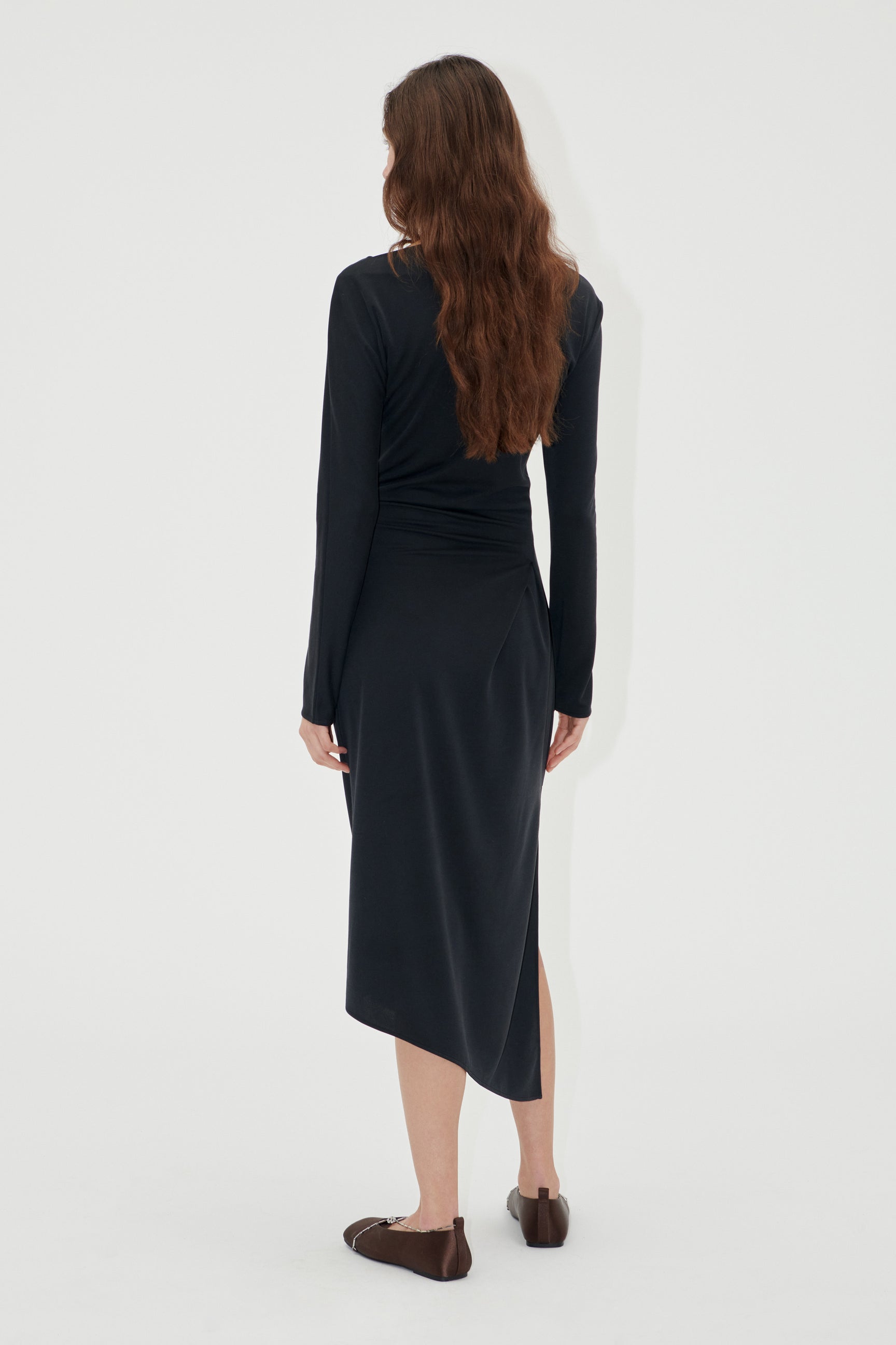 LONG SLEEVE MIDI DRESS WITH FIXED BUCKLE – Clairvaux