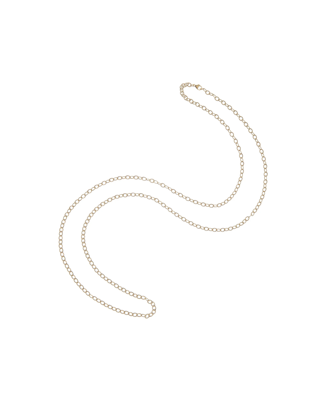 Gold chain necklace on a white background