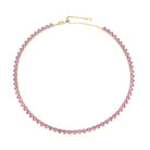 Necklace with pink heart-shaped stones on a white background