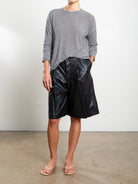 black faux leather shorts, PHARAOH