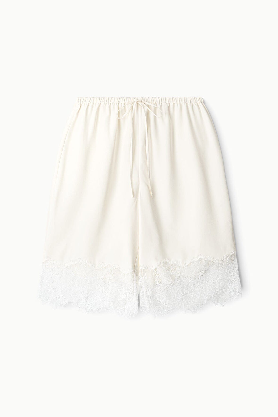 White lace-trimmed skirt on a white background