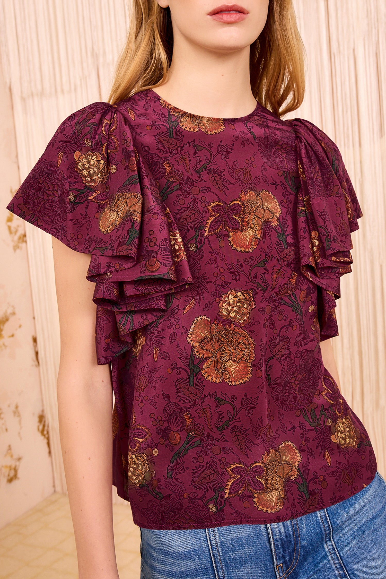 ULLA JOHNSON シルクブラウス Study Blouse - Comet Printed Button Down Silk Blouse - Ulla