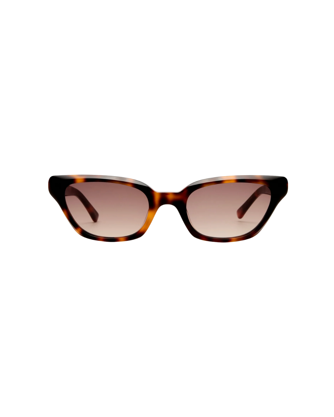 Tortoiseshell sunglasses with brown lenses on a white background