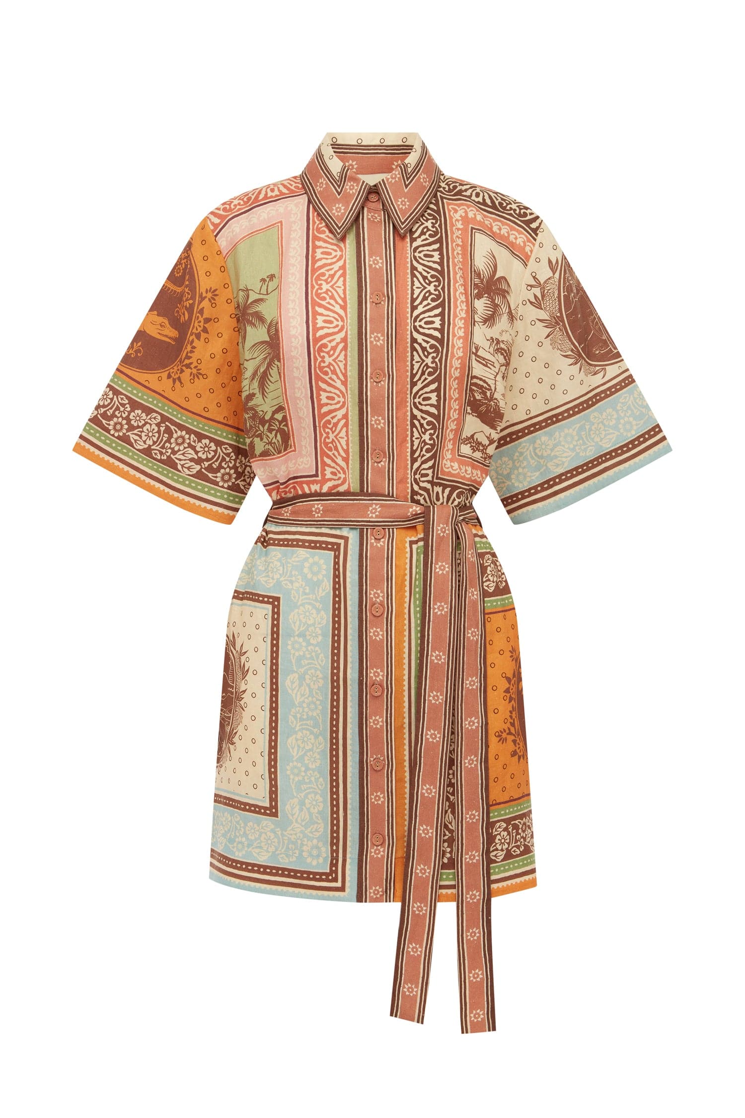 Alberta Mini Dress - Linen Shirtdress with Belt