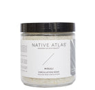 A 16oz jar labeled 'Native Atlas Misuli Circulation Soak' containing white bath salts.