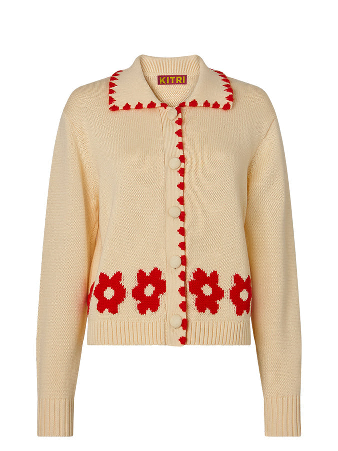 POLLY RED TILED CARDIGAN